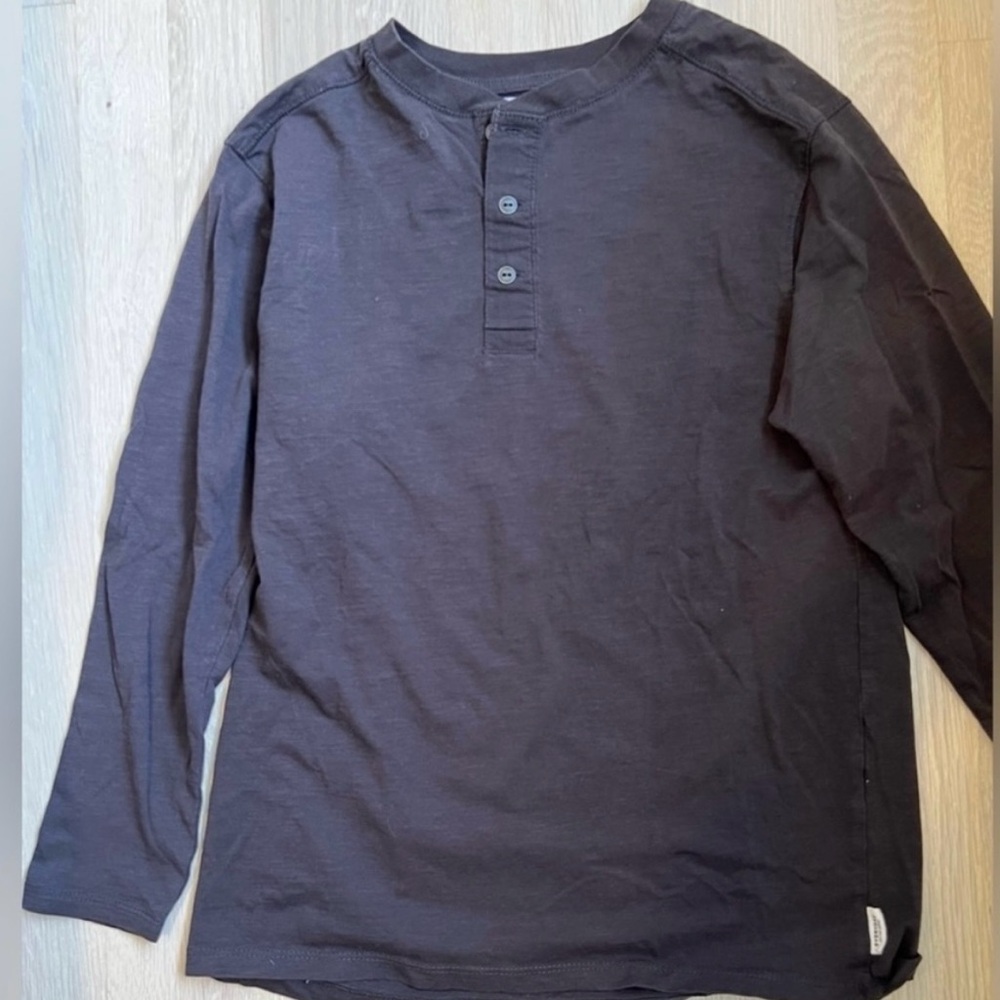 Zara Boys Charcoal Gray Long Sleeve Henley Shirt Size 10